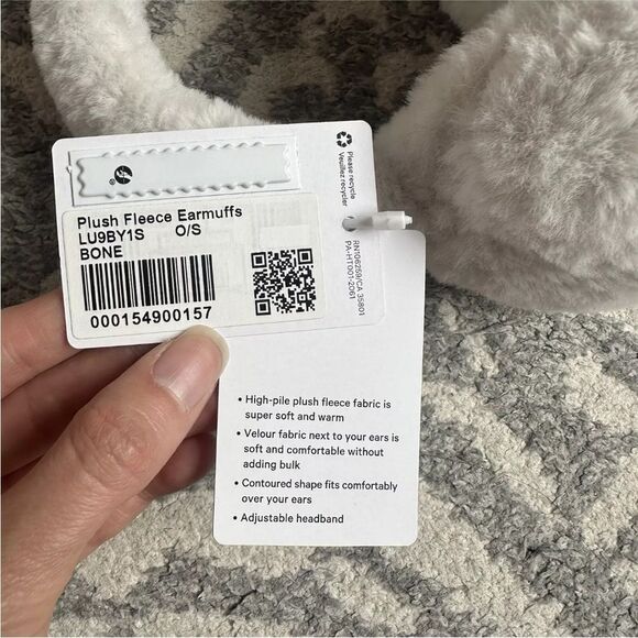NWT Lululemon Plush Fleece Earmuffs - Bone White - NEW - Picture 6 of 7